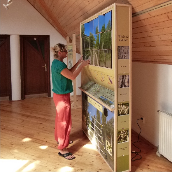 Visitatore con il pannello interattivo